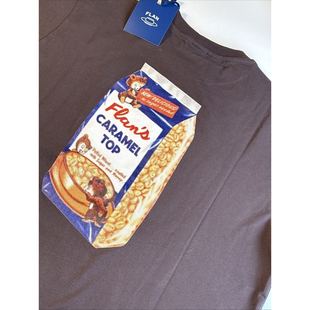FLAN LABS Caramel‎ Top Cereal Graphic T-Shirt Unisex Small oversized